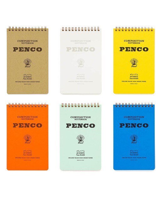 Bloco de argolas duplo M papel pautado 7mm Penco capa amarela Amarelo-8