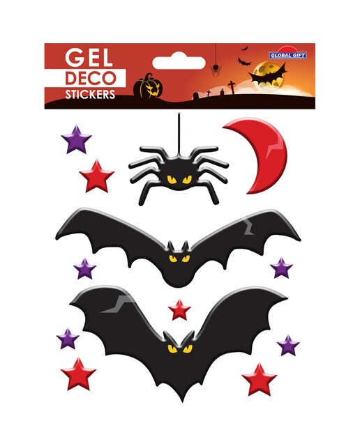 Imagen 0 de Pegatinas gel deco Halloween murciélagos Global Gift negro