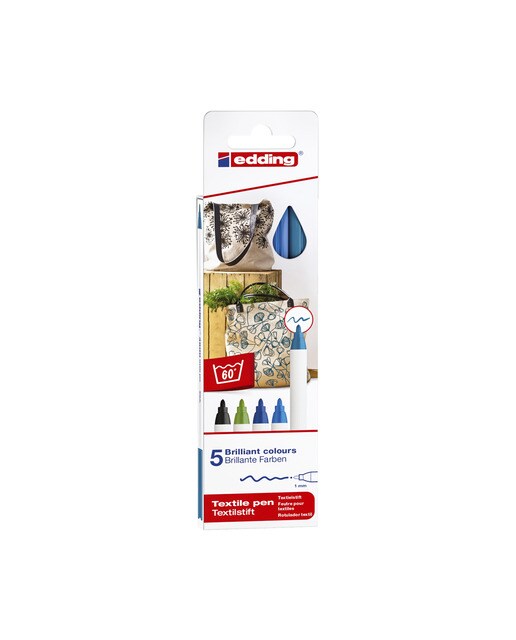 Blister de 5 Canetas de Feltro Têxteis 4600 - Cores Frias 2