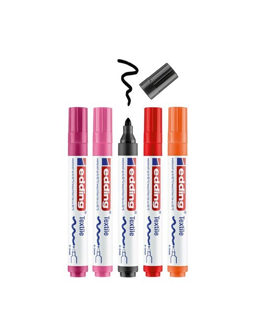 Blister de 5 Canetas de Feltro Têxteis 4500 - Cores Quentes 2
