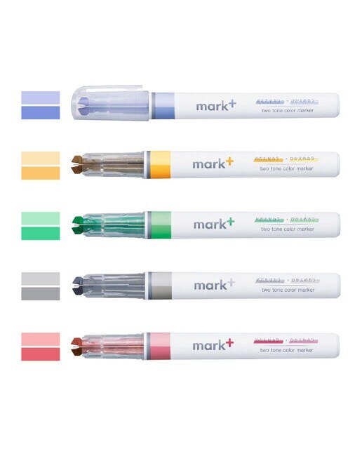 Set 5 marcadores Kokuyo Mark+ doble tono tipo 2 6
