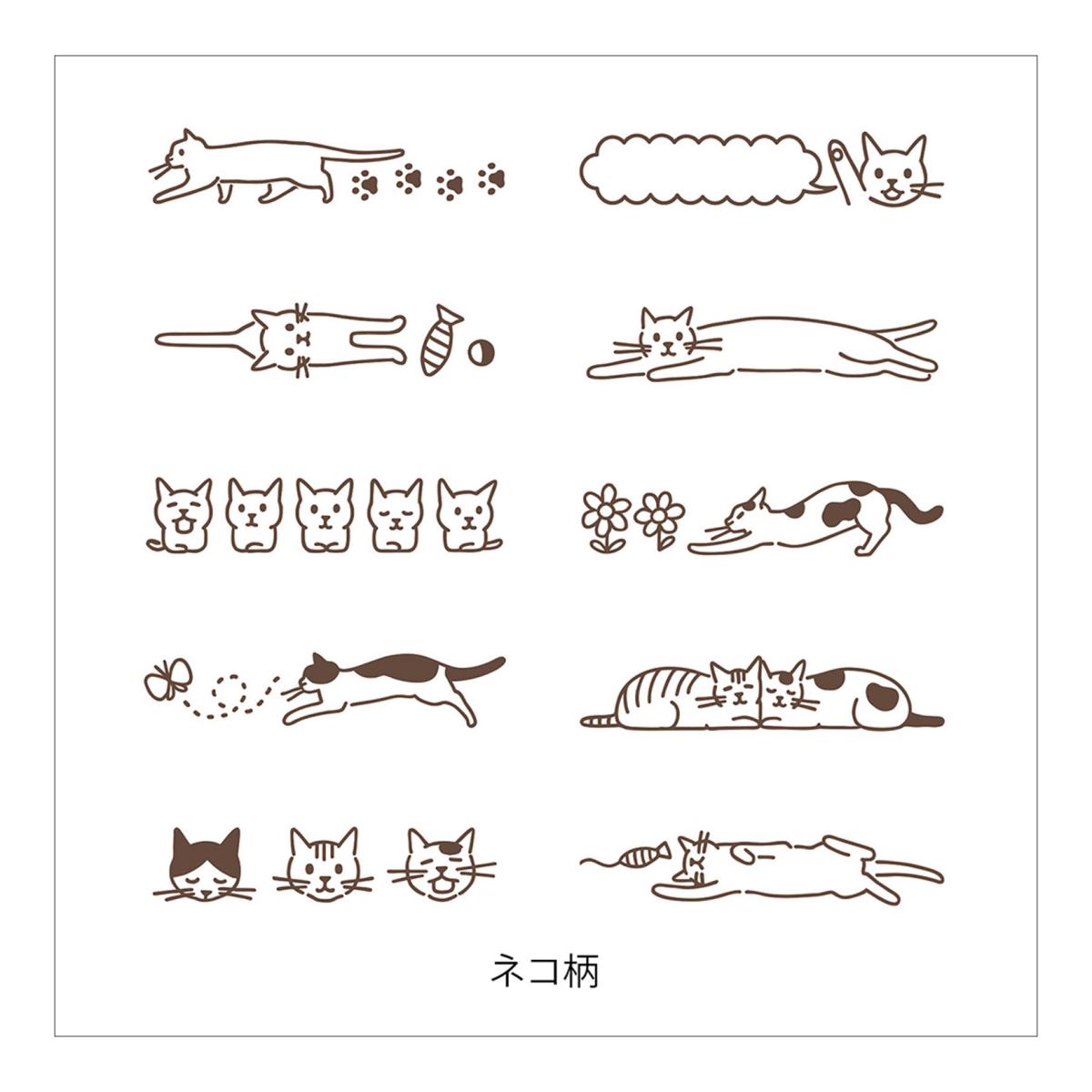 Gatos de tinta castanha com carimbo rotativo Midori Salmão-3
