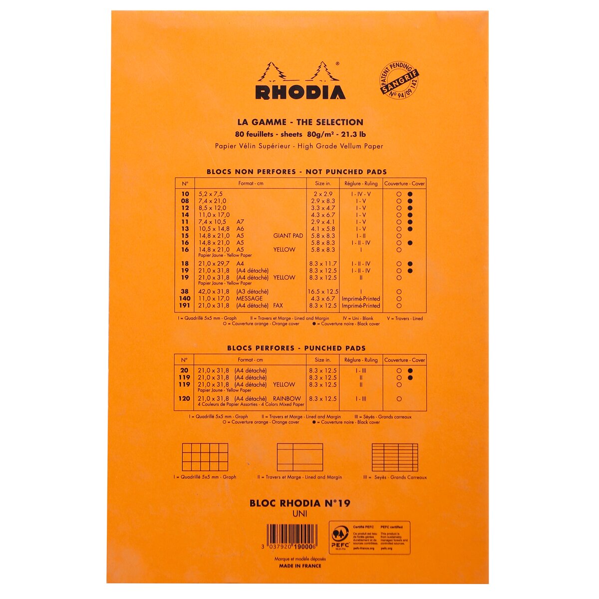 Bloco agrafado liso 21 x 31,8 cm Rhodia laranja Laranja-3