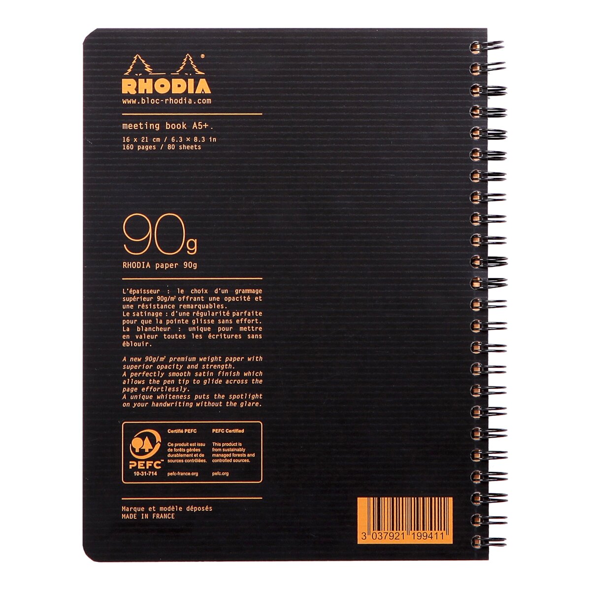 Caderno Meeting Book polipropileno A5+ Rhodia preto Preto-3