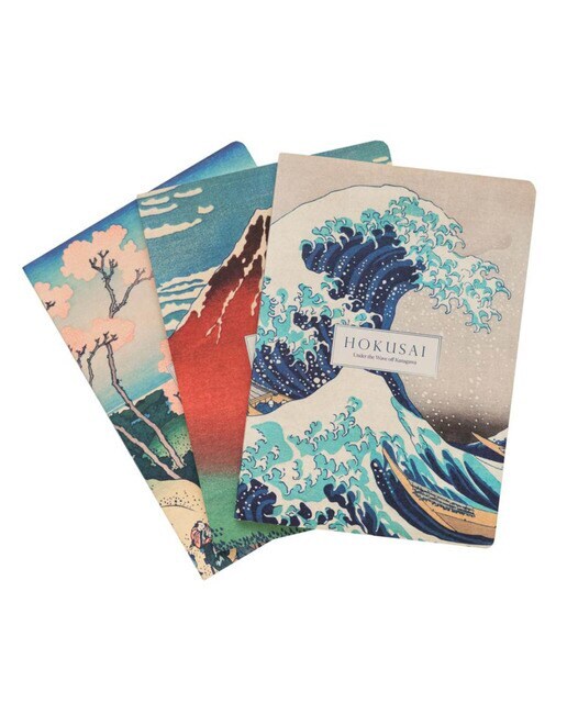 Pack 3 cuadernos A5 Hokusai Kokonote azul y gris