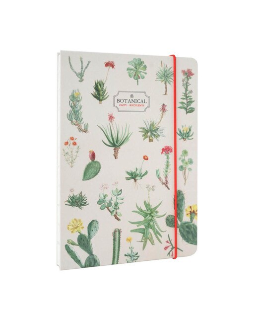 Imagem 0 de Caderno Encadernação Artesanal Botanical Cacti and Succulents A5 - Verde e Bege