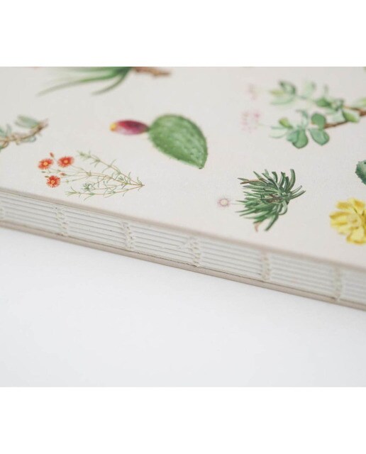 Caderno Encadernação Artesanal Botanical Cacti and Succulents A5 - Verde e Bege Verde / Bege-3