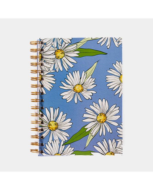 Caderno M Margaridas - Azul/Branco Azul / Branco-1