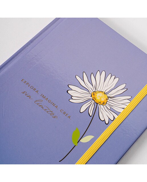 Caderno de Capa Dura M Margaridas - Azul/Branco Azul / Branco-2