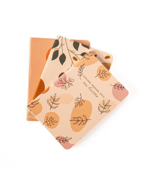 Conjunto de 3 Cadernos S Folhas - Laranja/Multicolor Laranja / Multicolor-1