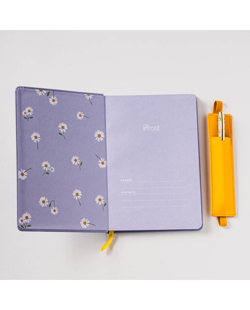 Caderno M com Acessórios para Canetas Esferográficas ou Óculos Margaridas - Azul e Multicolor Azul / Multicolor-5