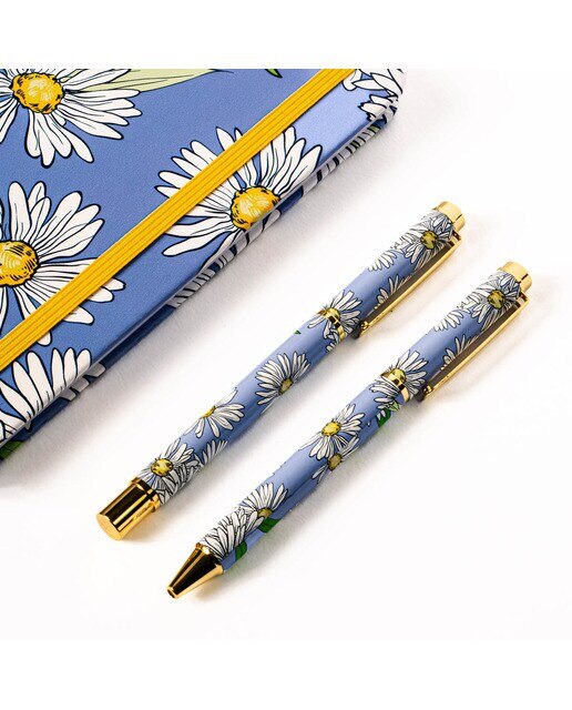 Conjunto de Caderno e Esferográficas Margaridas - Azul/Multicolor Azul / Multicolor-2