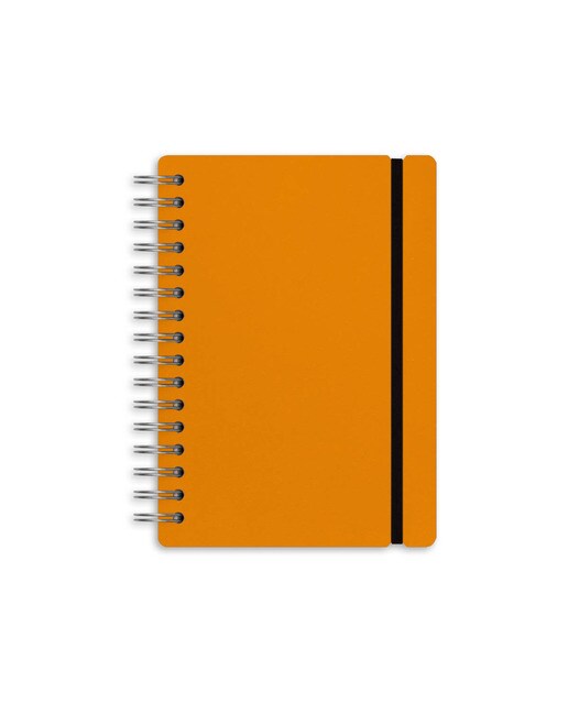 Caderno A5 pautado Vacavaliente laranja abóbora 1