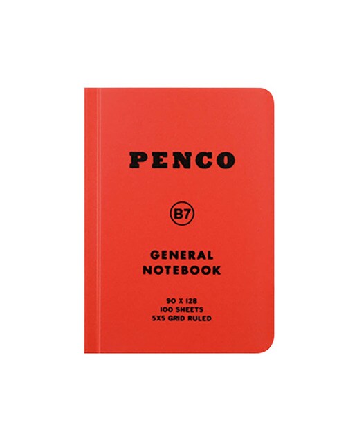 Bloco de notas B7 vermelho Penco com folhas pautadas 5x5 e capa mole Vermelho-1