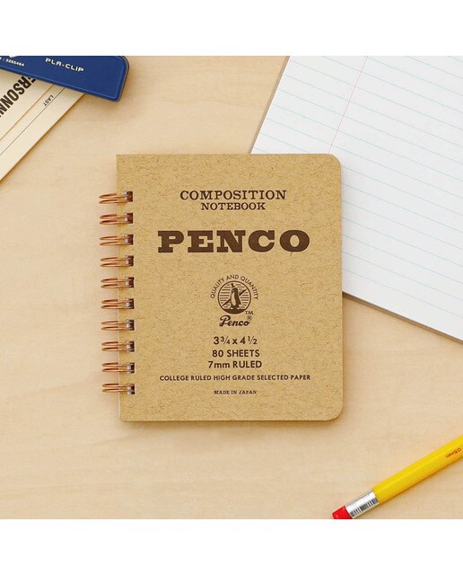 Bloco de notas de argola dupla S papel pautado 7mm Penco capa azul Azul-2