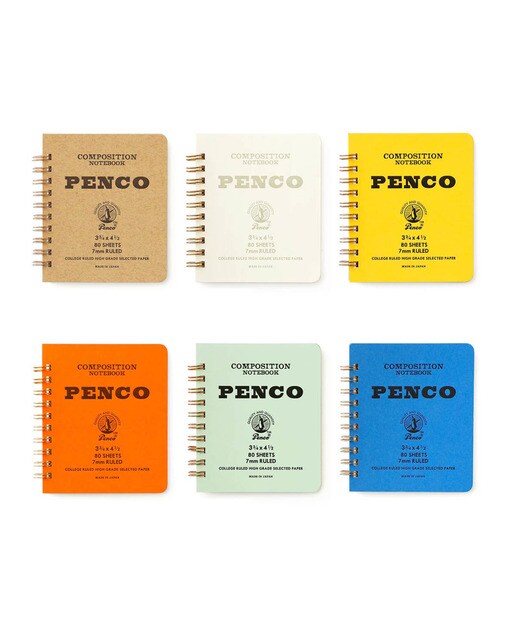 Bloco de notas de argola dupla S papel pautado 7mm Penco capa verde menta Menta-4