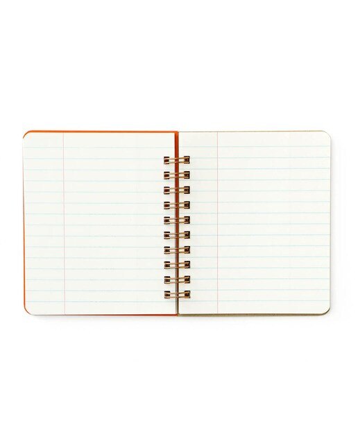 Bloco de notas de argola dupla S papel pautado 7mm Penco capa laranja Laranja-3