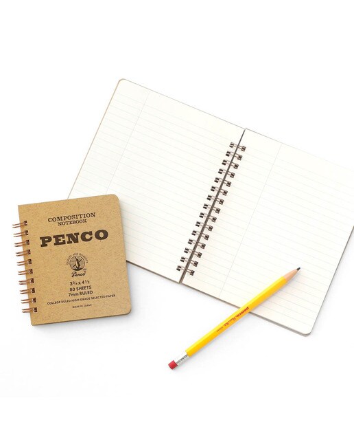 Bloco de notas de argola dupla S papel pautado 7mm Penco capa laranja Laranja-10