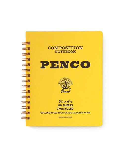 Bloco de argolas duplo M papel pautado Penco 7mm capa laranja Amarelo-1