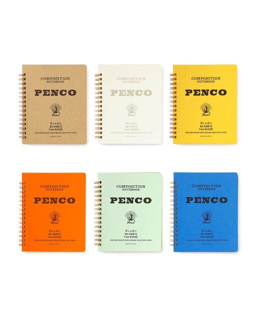 Bloco de argolas duplo M papel pautado Penco 7mm capa laranja Amarelo-4