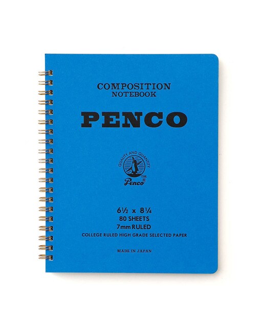 Bloco de argolas duplo L papel pautado Penco 7mm capa Azul Azul-1