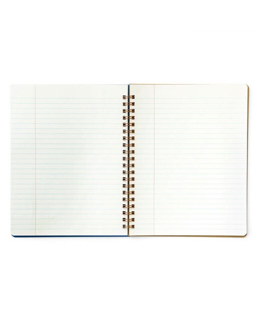 Bloco de argolas duplo L papel pautado Penco 7mm capa Azul Azul-2