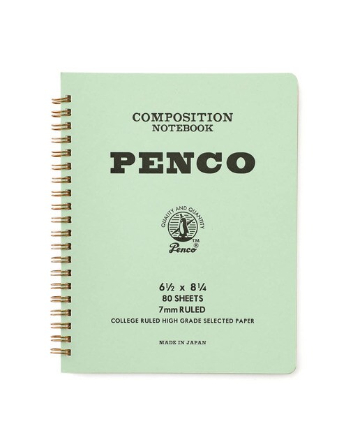 Bloco de argolas duplo L papel pautado Penco 7mm capa verde menta Menta-1