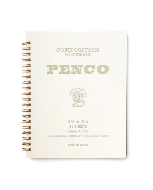 Bloco de argolas duplo L papel pautado Penco 7mm capa branca Branco-1