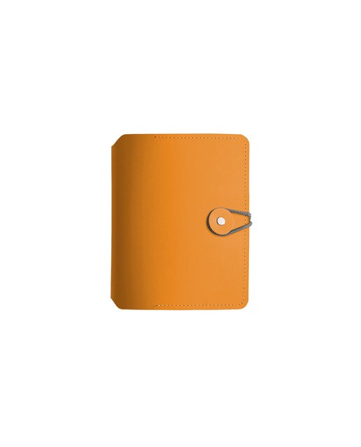 Caderno Madison Button A6 forrado laranja abóbora vacavaliente 1