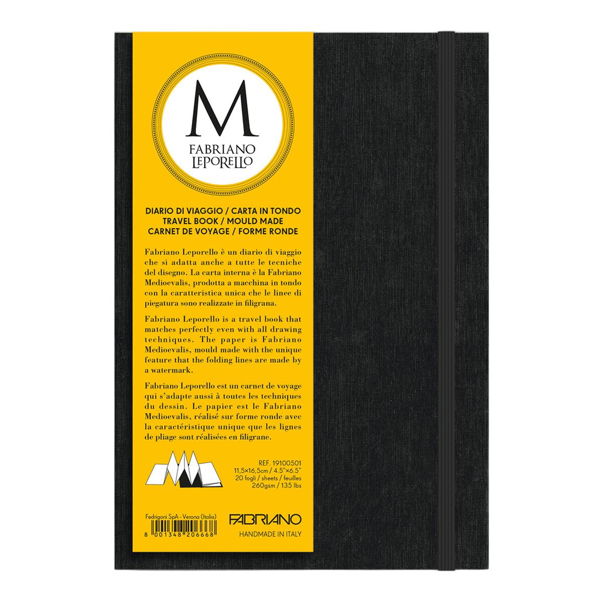 Imagem 0 de Caderno Fabriano Leporello 260 g/m2. Capas de Cor Preta com Elastico em Formato 11,5*16,5 cm