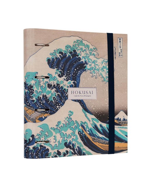 Pasta 4 Argolas Hokusai - Azul e Cinzento Azul / Cinzento-1