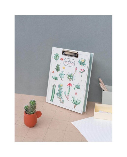 Pasta com Pinça Botanical Cacti A4 - Verde e Bege Verde / Bege-4