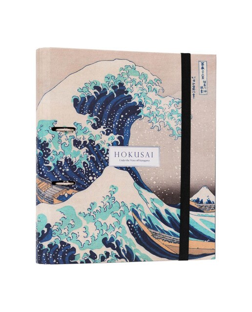 Pasta 2 Argolas Hokusai - Branco Branco / Azul-1