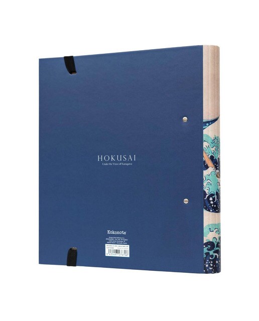 Pasta 2 Argolas Hokusai - Branco Branco / Azul-2