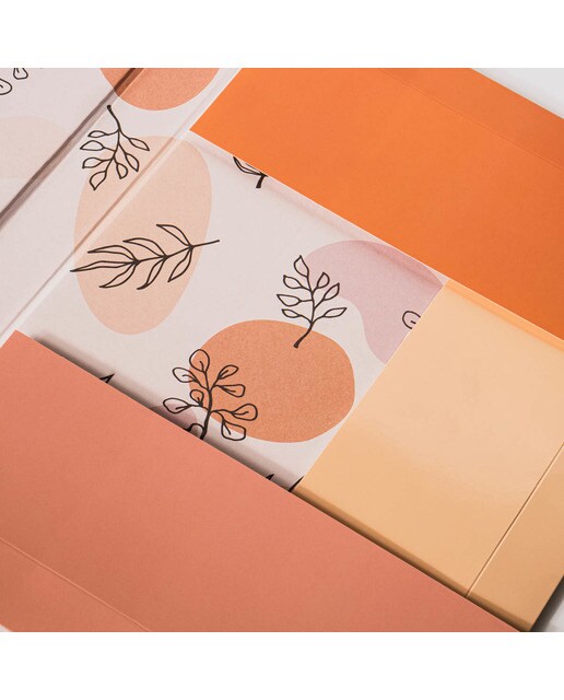 Pasta com Elásticos Folhas - Laranja/Multicolor Laranja / Multicolor-3