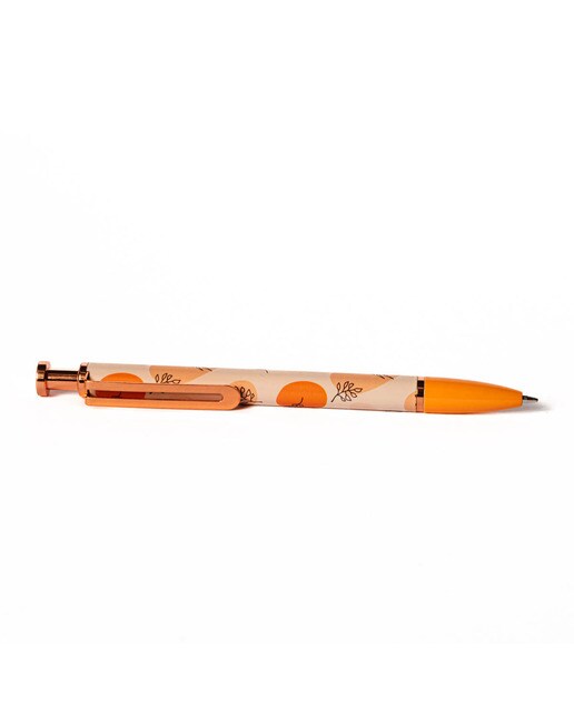 Esferográfica Metálica Folhas - Laranja/Multicolor Laranja / Multicolor-1