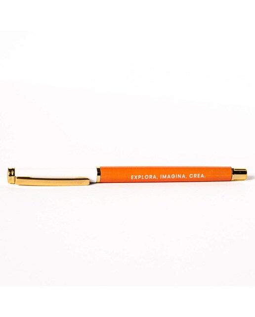 Esferográfica Metálica Folhas - Laranja/Multicolor Laranja / Multicolor-1