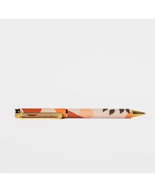 Esferográfica Metálica Folhas - Laranja/Multicolor Laranja / Multicolor-1