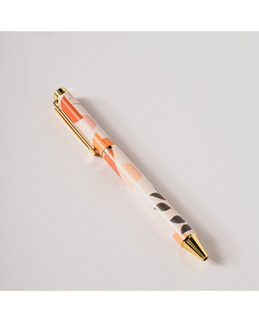 Esferográfica Metálica Folhas - Laranja/Multicolor Laranja / Multicolor-2