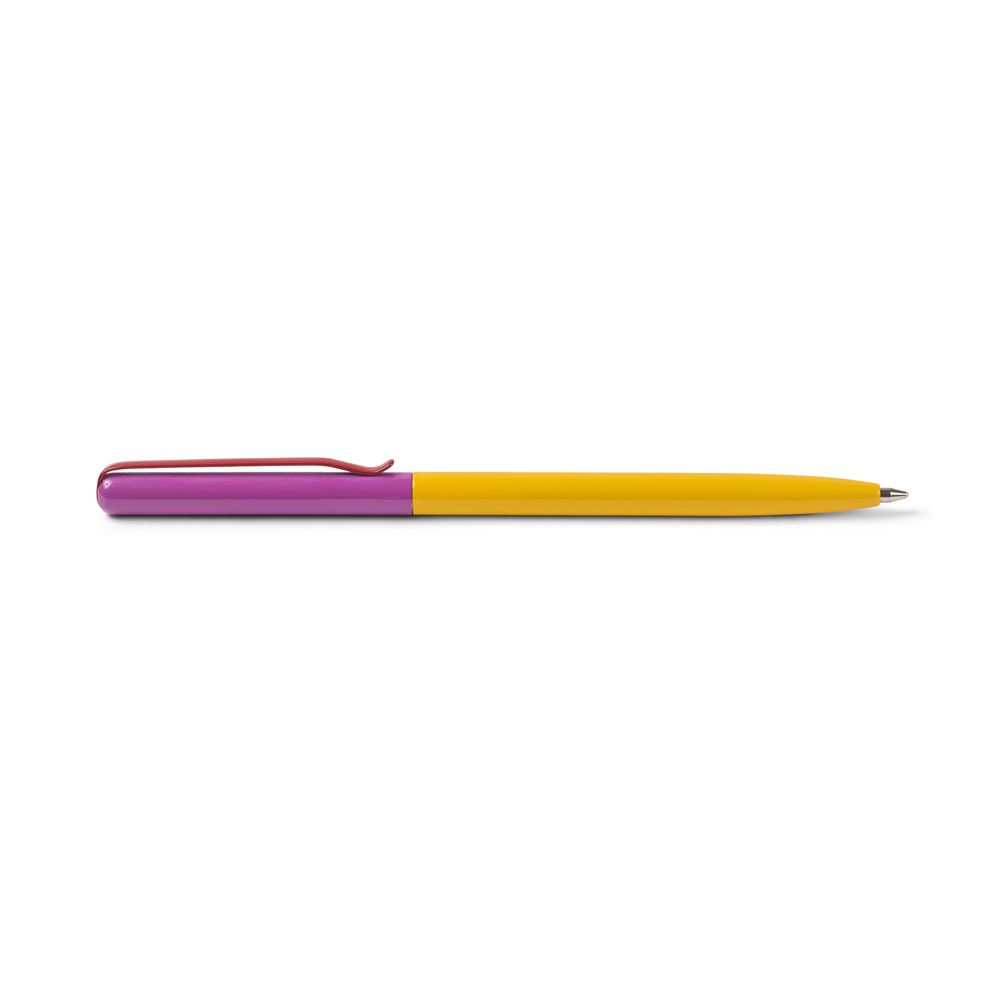 Caneta Slim Amarela e Roxa - Tinta Preta Amarelo-2