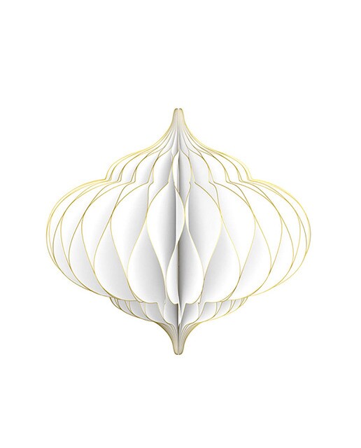 Bola Decorativa Forma Lanterna para Pendurar - Branco e Dourado Branco / Dourado-1