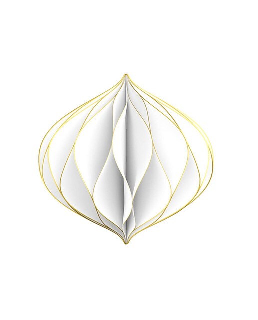 Bola Decorativa Forma Lanterna para Pendurar - Branco e Dourado Branco / Dourado-1