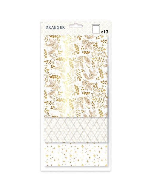 Pack 12 Bolsas de Papel Decoradas - Branco e Dourado Branco / Dourado-2