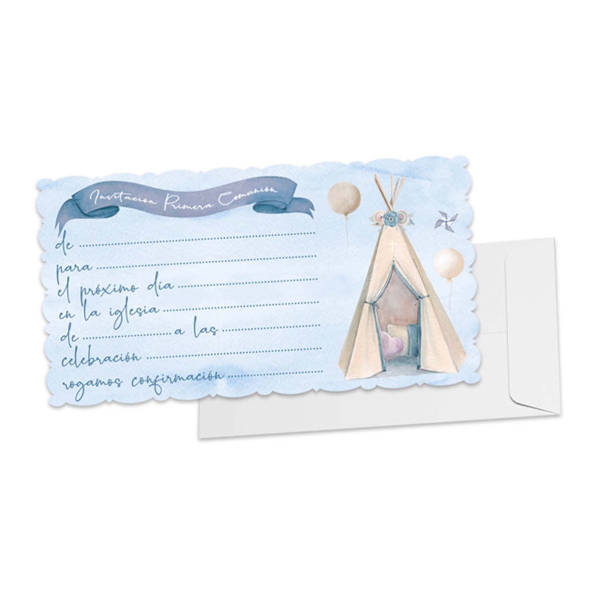 Imagen 0 de Blíster 10 invitación + sobre comunión niño Arguval.