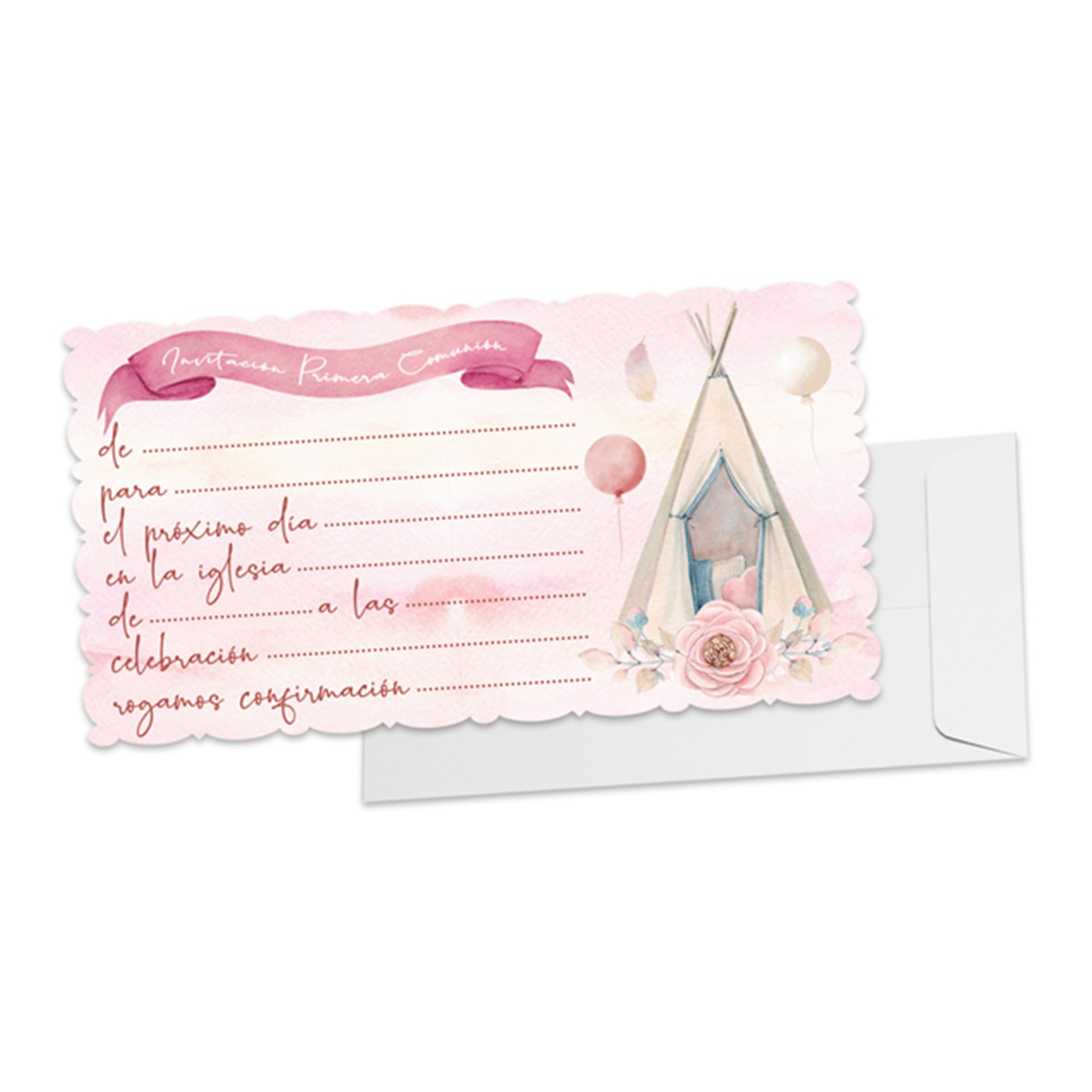 Imagen 0 de Blíster 10 invitación + sobre comunión niña Arguval.
