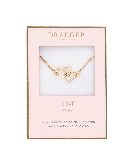 Colar dourado Coração Duplo sem níquel Dourado-1