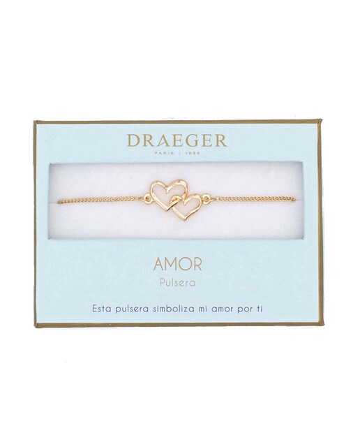 Pulseira dourada Amor Dois Corações Entrelaçados sem níquel Dourado-1