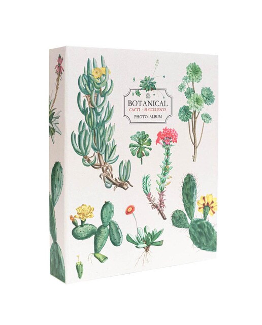 Álbum de Fotografia 200 Bolsos 13X20 cm Botanical Cacti 22,5x5,5x28,5 Verde Verde / Bege-1