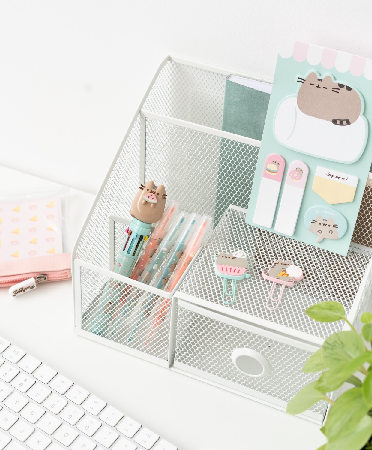Kit de papelaria Pusheen 25x15x2 Verde Verde / Rosa-8