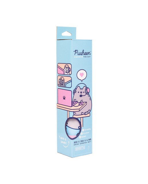 Protetor de Mesa XI Pusheen 80x35x0,4 Rosa Rosa / Azul-2